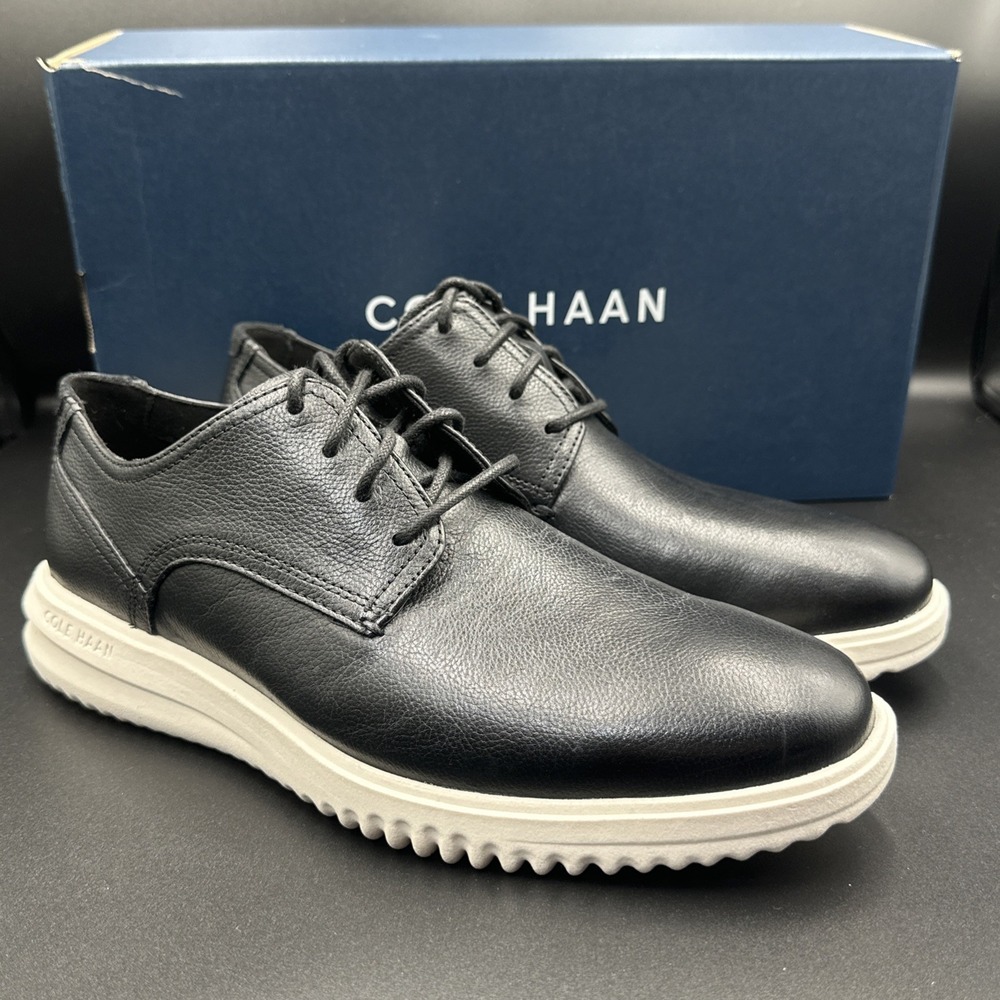 Cole Haan Grand+ Plus Plain Toe Oxford Black Leather Shoes C36934 Men's Sz 8.5 M